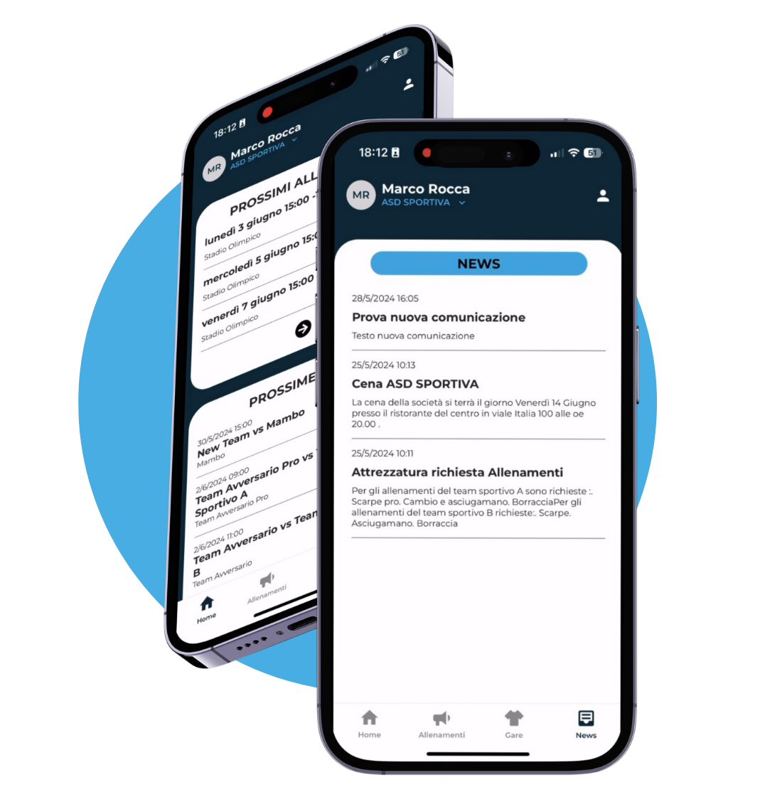 App My Team - disponibile per Android e iOS